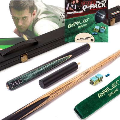 BCE Black Series - Mark Selby - 3 Piece Snooker Cue and Hard Case - 3/4 Cut Cue - Ebony Butt- 9.5mm Tip - 145cm - Black/ Green and White Marbleised Resin