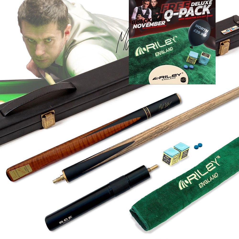 BCE Mark Selby Signature Series 4 Piece 3/4 Ash Snooker Cue - 9.5mm Tip - 145cm - Black/Natural Wood