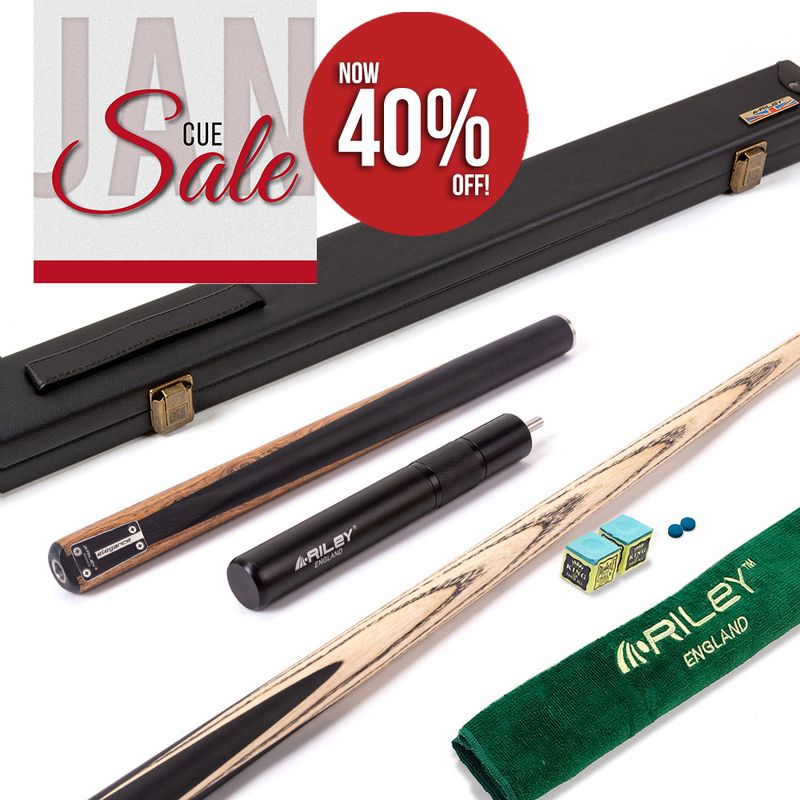 Riley Elegance - 3 Piece Snooker Cue and Hard Case 3/4 Cut- Ebony Butt- 9.5mm Pro Tip - 145cm - Black/ Natural Golden Sandal Splicing