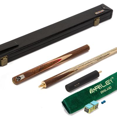BCE C8L - 3 Piece English Pool Cue 3/4 Cut - Exotic Wood Butt with 9mm Tip - 145cm - Red/ Natural Wood - with Deluxe Hard Case