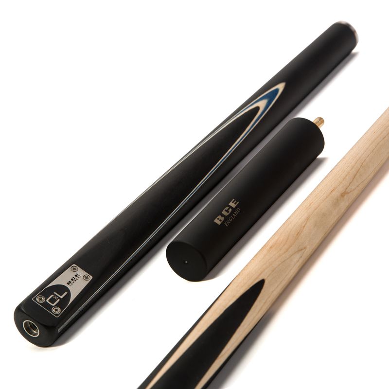 BCE C8L Victory Replica - 3 Piece English Pool Cue 3/4 Cut - Layered Ebonised Black Wood with 9mm Tip - 145cm - Black/ Blue - with Deluxe Hard Case