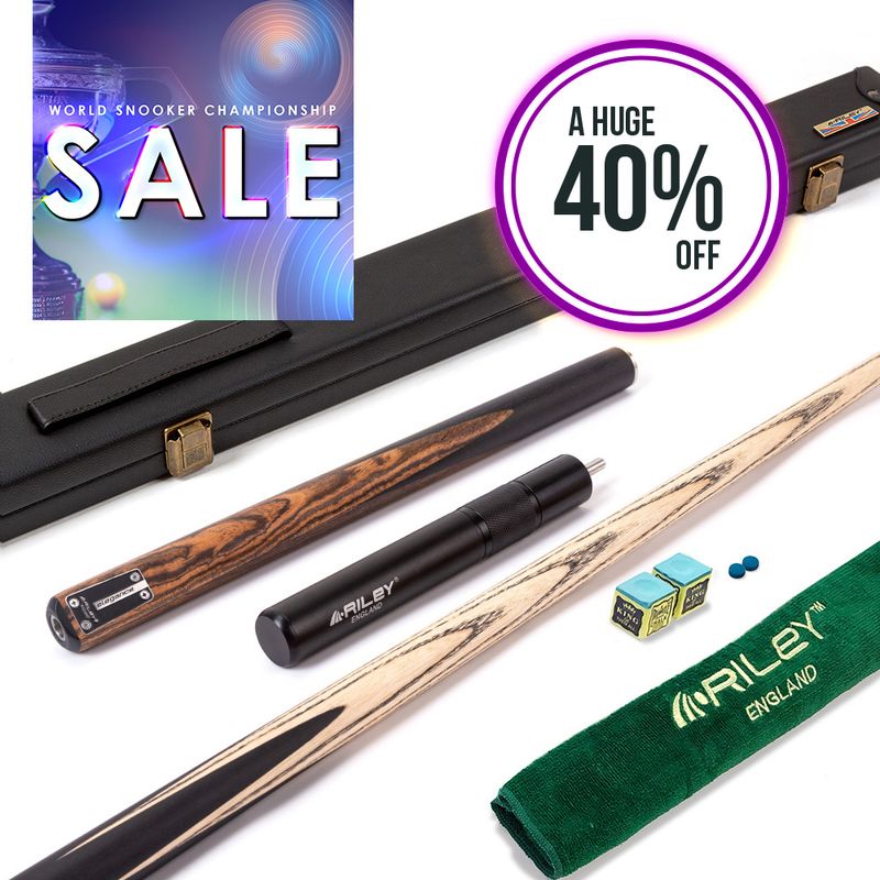 Riley Elegance - 3 Piece Snooker Cue and Hard Case - 3/4 Cut Cue - Ebony Butt- 9.5mm Pro Tip - 145cm - Black/ Natural Golden Sandal 360Ëš Splicing Riley Elegance - 3 Piece Snooker Cue and Hard Case - 3/4 Cut Cue - Ebony Butt- 9.5mm Pro Tip - 145cm - Black/ Natural Golden Sandal 360Ëš Splicing