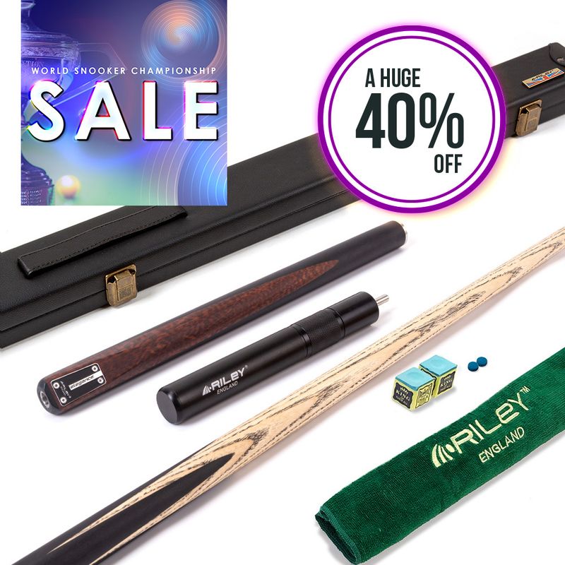 Riley Elegance - 3 Piece Snooker Cue and Hard Case 3/4 Cut- Ebony Butt- 9.5mm Pro Tip - 145cm - Black/ Natural Snake Wood Front Splice Riley Elegance - 3 Piece Snooker Cue and Hard Case 3/4 Cut- Ebony Butt- 9.5mm Pro Tip - 145cm - Black/ Natural Snake Wood Front Splice