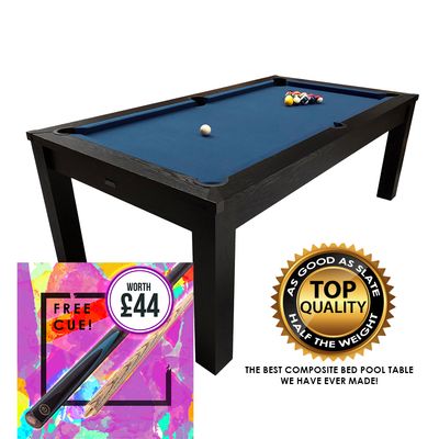 Riley 7ft Semi Pro American Pool Table - Black Ash with Blue Cloth - Metal Frame