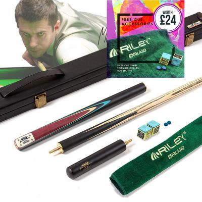 BCE 3 Piece Grand Master Snooker Cue and Hard Case 3/4 Cut- Layered Ebonised Black Wood Butt - 9.5mm Tip - 145cm - Black/Natural/ Blue BCE 3 Piece Grand Master Snooker Cue and Hard Case 3/4 Cut- Layered Ebonised Black Wood Butt - 9.5mm Tip - 145cm - Black/Natural/ Blue