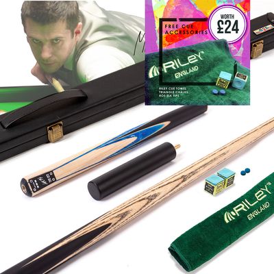BCE Black Series - Mark Selby - 3 Piece Snooker Cue and Hard Case - 3/4 Cut Cue - Layered Ebonised Black Wood Butt - 9.5mm Tip - 145cm - Black/ Blue and White Marbleised Resin / Natural Wood BCE Black Series - Mark Selby - 3 Piece Snooker Cue and Hard Case - 3/4 Cut Cue - Layered Ebonised Black Wood Butt - 9.5mm Tip - 145cm - Black/ Blue and White Marbleised Resin / Natural Wood