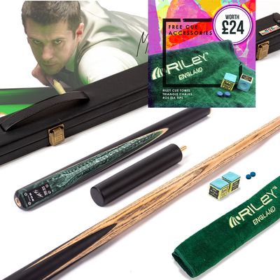 BCE Black Series - Mark Selby - 3 Piece Snooker Cue and Hard Case - 3/4 Cut Cue - Layered Ebonised Black Wood Butt - 9.5mm Tip - 145cm - Black/ Green and White Marbleised Resin BCE Black Series - Mark Selby - 3 Piece Snooker Cue and Hard Case - 3/4 Cut Cue - Layered Ebonised Black Wood Butt - 9.5mm Tip - 145cm - Black/ Green and White Marbleised Resin