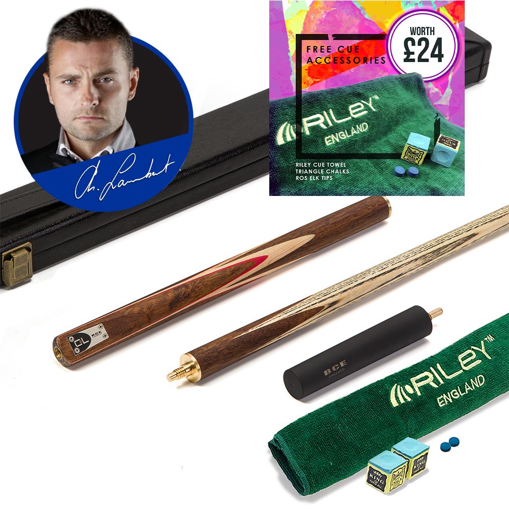 BCE C8L - 3 Piece English Pool Cue 3/4 Cut - Exotic Wood Butt with 9mm Tip - 145cm - Red/ Natural Wood - with Deluxe Hard Case