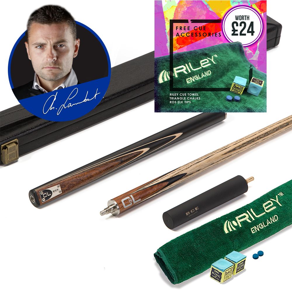 BCE C8L - 3 Piece English Pool Cue 3/4 Cut - Layered Ebonised Black Wood Butt with 9mm Tip - 145cm - Black/ Dark Wood - with Deluxe Hard Case