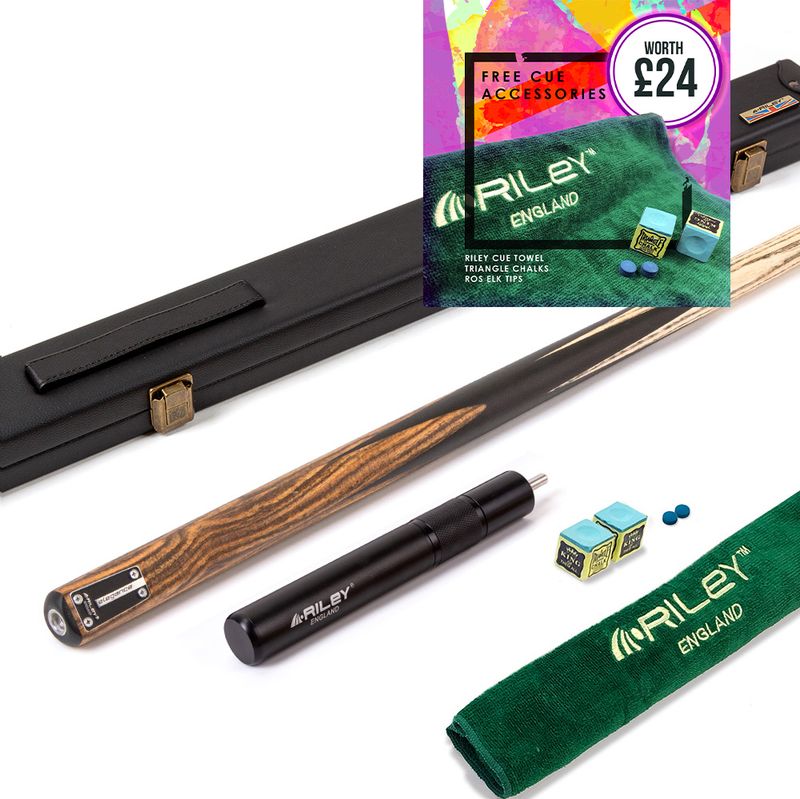 Riley Elegance - 2 Piece Snooker Cue and Hard Case - 1 Piece Cue - Ebony Butt- 9.5mm Pro Tip - 145cm - Black/ Natural Golden Sandal 360Ëš Splicing Riley Elegance - 2 Piece Snooker Cue and Hard Case - 1 Piece Cue - Ebony Butt- 9.5mm Pro Tip - 145cm - Black/ Natural Golden Sandal 360Ëš Splicing