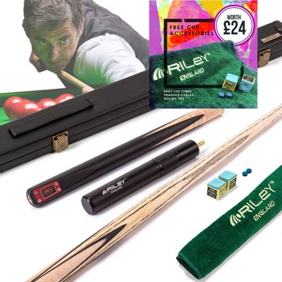 Riley ROS7 - Ronnie O'Sullivan 3 Piece Snooker Cue and Hard Case 3/4 Cut- Layered Ebonised Black Wood Butt - 9.5mm Tip - 145cm - Black/ Natural Birds Eye Maple Wood Riley ROS7 - Ronnie O'Sullivan 3 Piece Snooker Cue and Hard Case 3/4 Cut- Layered Ebonised Black Wood Butt - 9.5mm Tip - 145cm - Black/ Natural Birds Eye Maple Wood