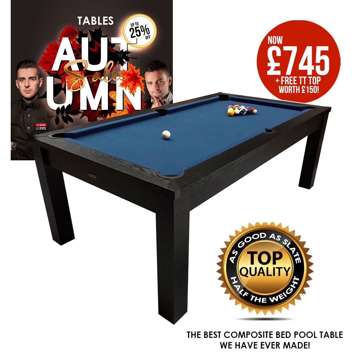 Riley 7ft Semi Pro American Pool Table - Black Ash with Blue Cloth - Metal Frame