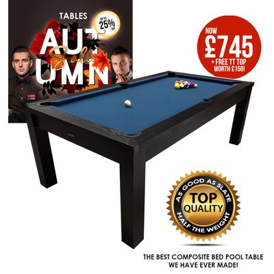 Riley 7ft Semi Pro American Pool Table - Black Ash with Blue Cloth - Metal Frame