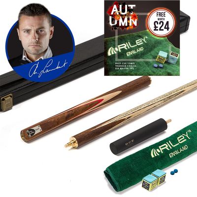 BCE C8L - 3 Piece English Pool Cue 3/4 Cut - Exotic Wood Butt with 9mm Tip - 145cm - Red/ Natural Wood - with Deluxe Hard Case