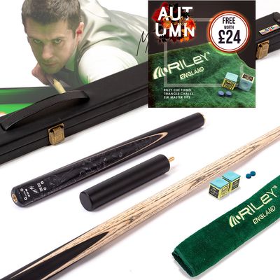 BCE Black Series - Mark Selby - 3 Piece Snooker Cue and Hard Case - 3/4 Cut Cue - Layered Ebonised Black Wood Butt - 9.5mm Tip - 145cm - Black/ Black and White Marbleised Resin