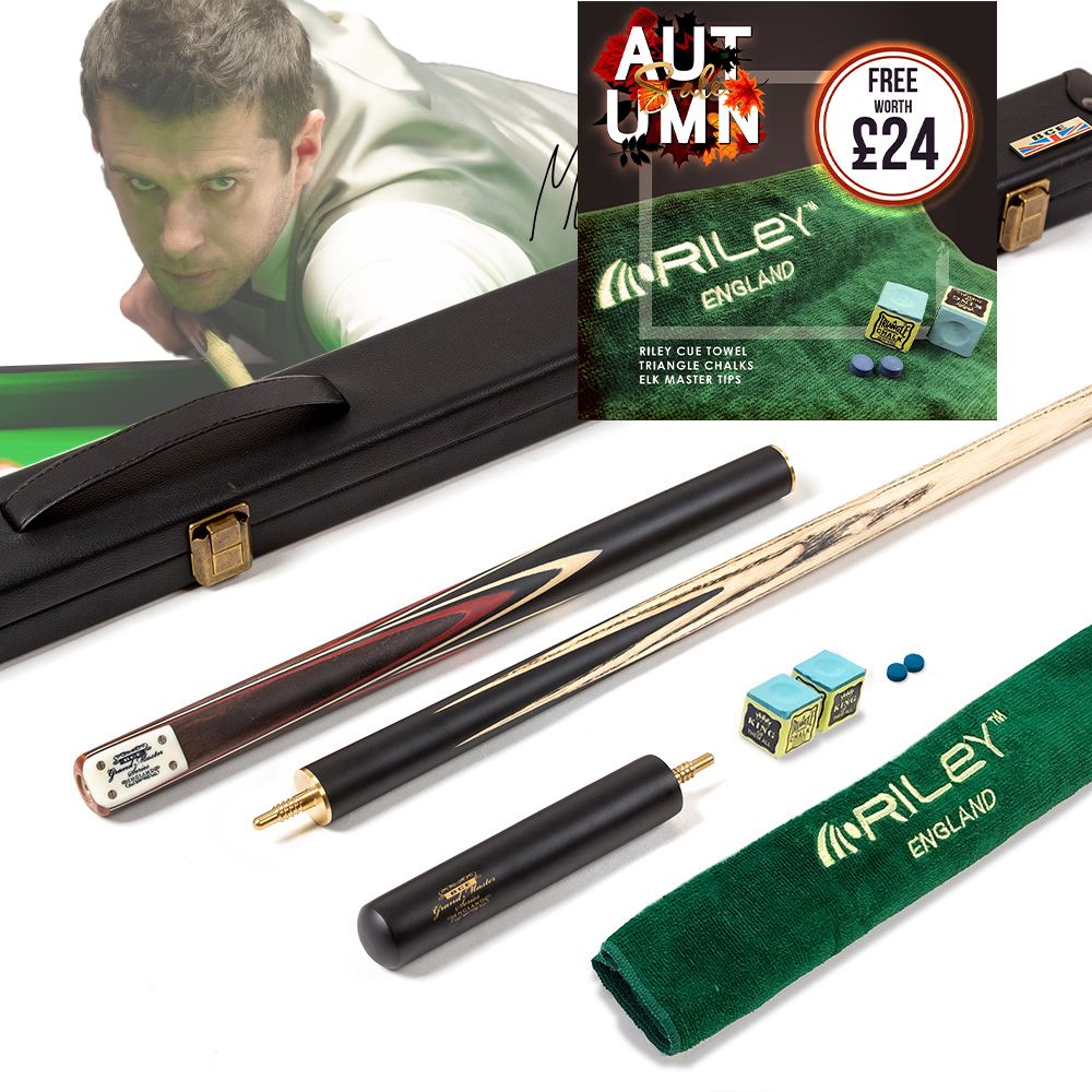 BCE 3 Piece Grand Master Snooker Cue and Hard Case 3/4 Cut- Layered Ebonised Black Wood Butt - 9.5mm Tip - 145cm - Black/ Red/ Natural