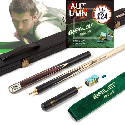 BCE 3 Piece Grand Master Snooker Cue and Hard Case 3/4 Cut- Layered Ebonised Black Wood Butt - 9.5mm Tip - 145cm - Black/ Red/ Natural