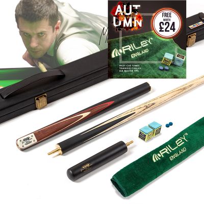 BCE 3 Piece Grand Master Snooker Cue and Hard Case 3/4 Cut- Layered Ebonised Black Wood Butt  - 9.5mm Tip - 145cm - Black/ Natural/ Red