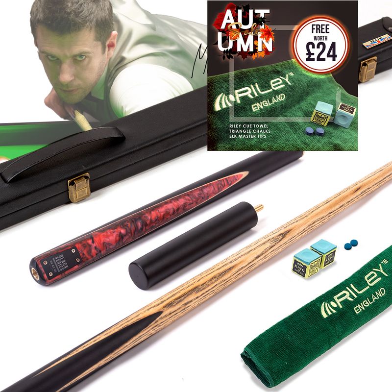BCE Black Series - Mark Selby - 3 Piece Snooker Cue and Hard Case - 3/4 Cut Cue - Layered Ebonised Black Wood Butt - 9.5mm Tip - 145cm - Black/ Red and Black Marbleised Resin BCE Black Series - Mark Selby - 3 Piece Snooker Cue and Hard Case - 3/4 Cut Cue - Layered Ebonised Black Wood Butt - 9.5mm Tip - 145cm - Black/ Red and Black Marbleised Resin