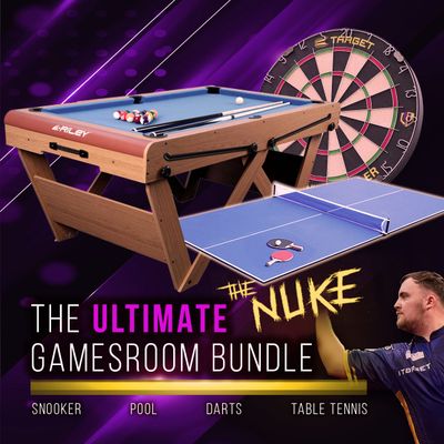 Riley 6Ft 3 in 1 Rolling/Lay Flat Folding Pool, Snooker, Darts and Table Tennis