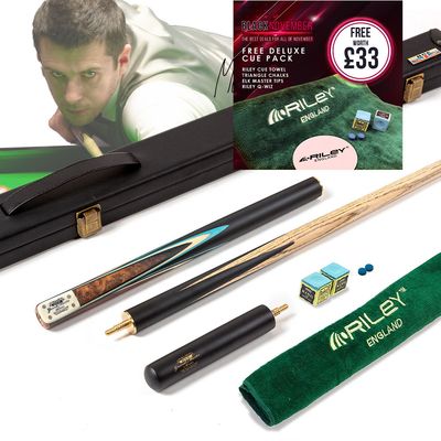 BCE 3 Piece Grand Master Snooker Cue and Hard Case 3/4 Cut- Layered Ebonised Black Wood Butt - 9.5mm Tip - 145cm - Black/ Blue/ Natural BCE 3 Piece Grand Master Snooker Cue and Hard Case 3/4 Cut- Layered Ebonised Black Wood Butt - 9.5mm Tip - 145cm - Black/ Blue/ Natural