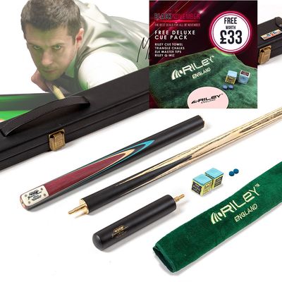BCE 3 Piece Grand Master Snooker Cue and Hard Case 3/4 Cut- Layered Ebonised Black Wood Butt - 9.5mm Tip - 145cm - Black/Natural/ Blue BCE 3 Piece Grand Master Snooker Cue and Hard Case 3/4 Cut- Layered Ebonised Black Wood Butt - 9.5mm Tip - 145cm - Black/Natural/ Blue