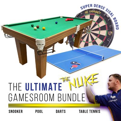 Riley 6ft Traditional Snooker and Pool Table - Oak Finish - Green Cloth - Fixed Leg - Free Table Top