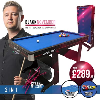 Riley 5ft 2 in 1 Folding Pool Table with Table Tennis Table - Black with Blue Cloth - Folds Vertically