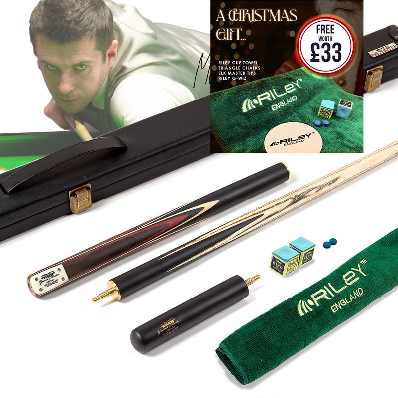BCE 3 Piece Grand Master Snooker Cue and Hard Case 3/4 Cut- Layered Ebonised Black Wood Butt - 9.5mm Tip - 145cm - Black/ Red/ Natural