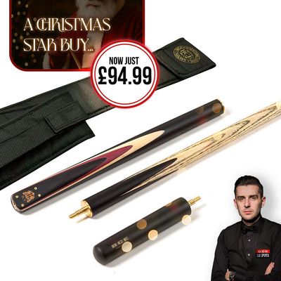 BCE 3 Piece Heritage Snooker Cue and Cue Sleeve - 3/4 Cut - Mahogany Butt - 9.5mm Tip - 145cm - Black/Natural/Purple