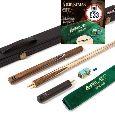BCE 3 Piece Snooker Cue 3/4 Cut- Exotic Wood Butt with 9.5mm Tip - 145cm - Blue/ Natural Wood