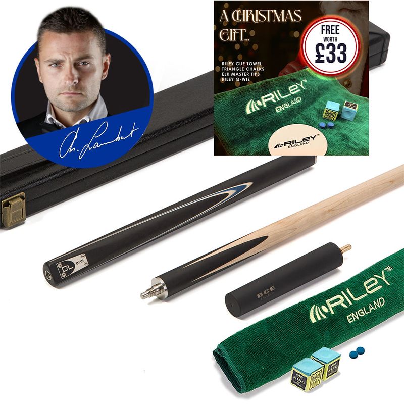 BCE C8L Victory Replica - 3 Piece English Pool Cue 3/4 Cut - Layered Ebonised Black Wood with 9mm Tip - 145cm - Black/ Blue - with Deluxe Hard Case