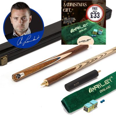 BCE C8L - 3 Piece English Pool Cue 3/4 Cut - Exotic Wood Butt with 9mm Tip - 145cm - Blue/ Natural Wood - with Deluxe Hard Case