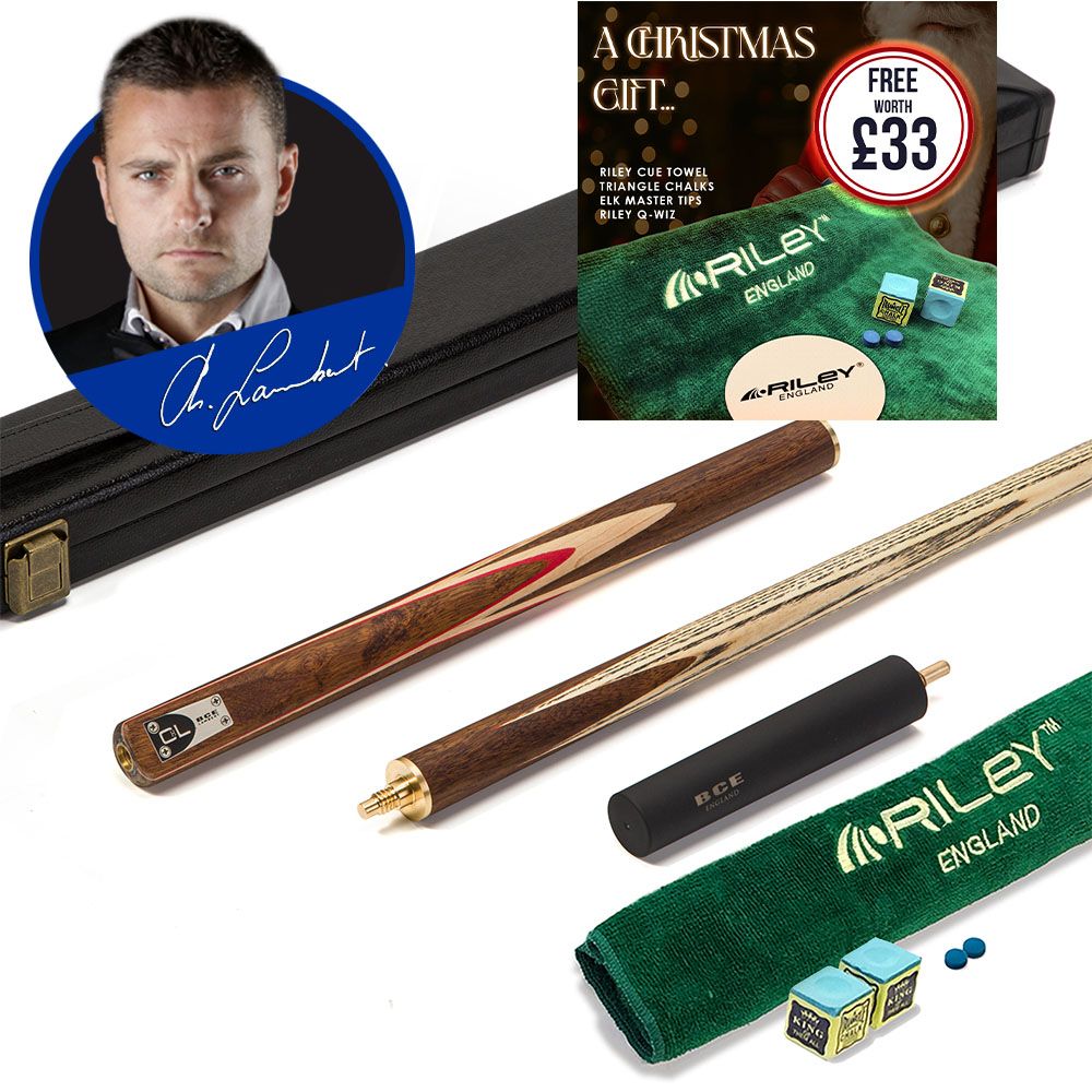 BCE C8L - 3 Piece English Pool Cue 3/4 Cut - Exotic Wood Butt with 9mm Tip - 145cm - Red/ Natural Wood - with Deluxe Hard Case