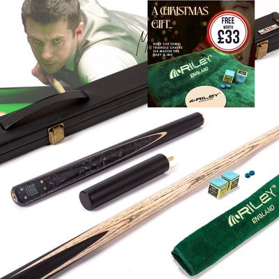BCE Black Series - Mark Selby - 3 Piece Snooker Cue and Hard Case - 3/4 Cut Cue - Layered Ebonised Black Wood Butt - 9.5mm Tip - 145cm - Black/ Black and White Marbleised Resin