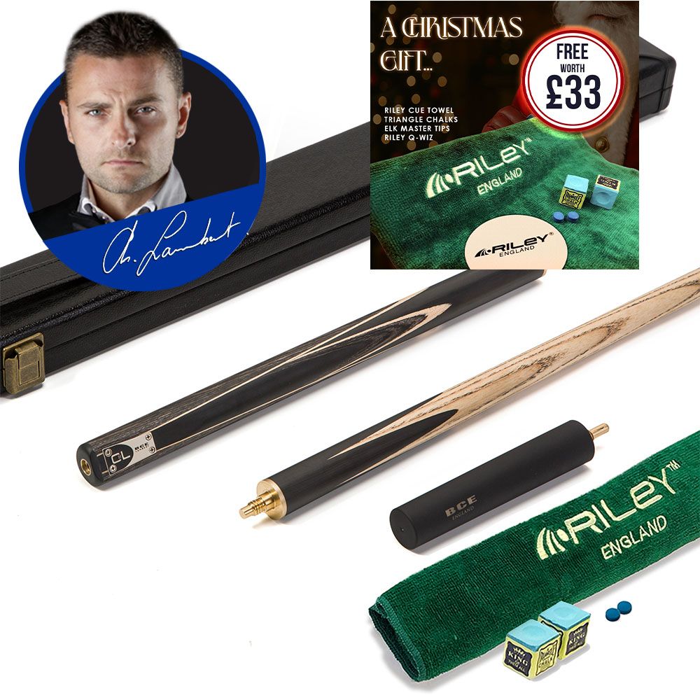 BCE C8L - 3 Piece English Pool Cue and Hard Case 3/4 Cut - Layered Ebonised Black Wood with 9mm Tip - 145cm - Black/ Grey/ Natural Wood - with Deluxe Hard Case