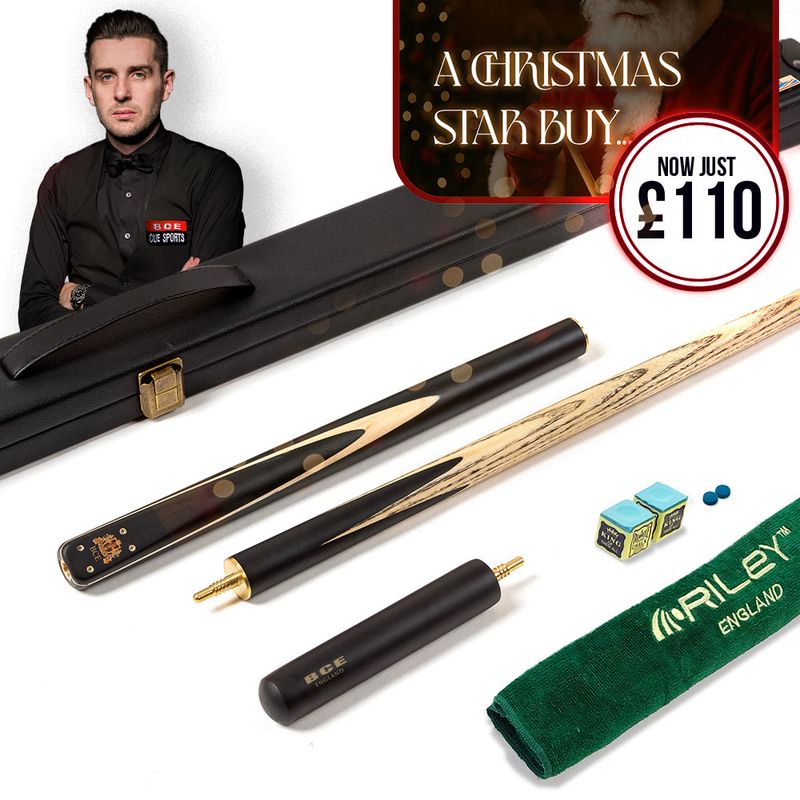BCE 3 Piece Heritage Snooker Cue and Hard Case 3/4 Cut- Sapele Mahogany Butt - 9.5mm Tip - 145cm - Black/Natural