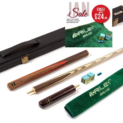 BCE 3 Piece Snooker Cue 3/4 Cut- Exotic Wood Butt with 9.5mm Tip - 145cm - Red/ Natural Wood