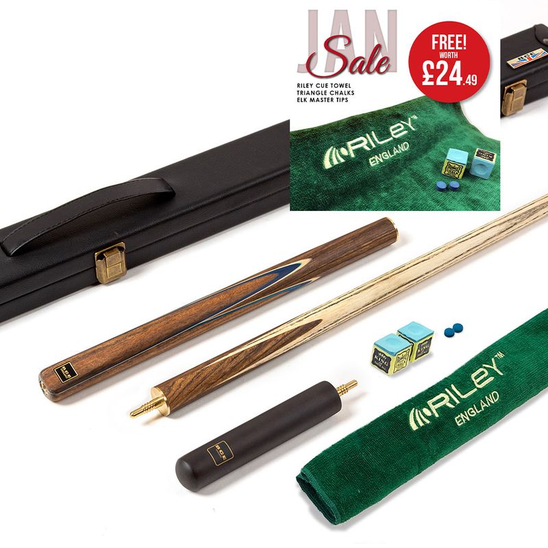BCE 3 Piece Snooker Cue 3/4 Cut- Exotic Wood Butt with 9.5mm Tip - 145cm - Blue/ Natural Wood