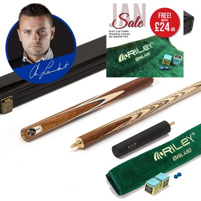 BCE C8L - 3 Piece English Pool Cue 3/4 Cut - Exotic Wood Butt with 9mm Tip - 145cm - Blue/ Natural Wood - with Deluxe Hard Case