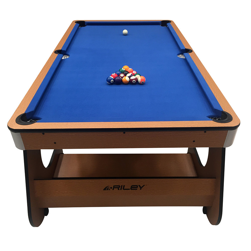Riley Folding Pool Table with dartboard - 6ft - Vertical Folding - Beech  Finish with Blue Cloth