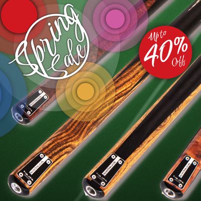 BCE Table Sports Spring Sale - Up to 40% Off Riley and BCE Branded Snooker and Pool Cues