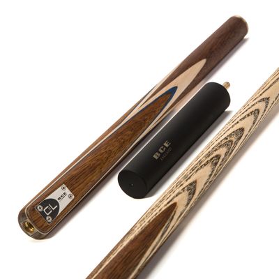 BCE C8L - 3 Piece English Pool Cue 3/4 Cut - Exotic Wood Butt with 9mm Tip - 145cm - Blue/ Natural Wood - with Deluxe Hard Case