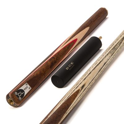 BCE C8L - 3 Piece English Pool Cue 3/4 Cut - Exotic Wood Butt with 9mm Tip - 145cm - Red/ Natural Wood - with Deluxe Hard Case