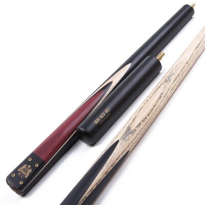 BCE 3 Piece Heritage Snooker Cue and Hard Case 3/4 Cut- Sapele Mahogany Butt - 9.5mm Tip - 145cm - Black/Natural/Purple