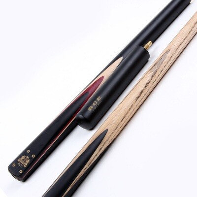 BCE 3 Piece Heritage Snooker Cue and Hard Case 3/4 Cut- Sapele Mahogany Butt - 9.5mm Tip - 145cm - Black/Natural/Purple