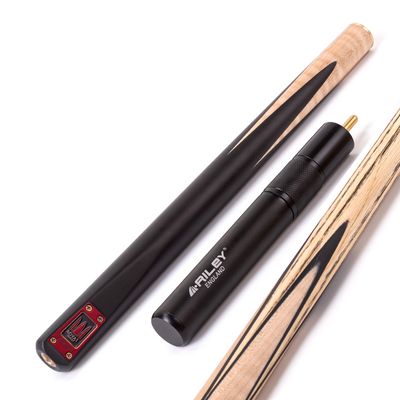 Riley Royal - 3 Piece Snooker Cue and Hard Case 3/4 Cut- Layered Ebonised Black Wood Butt - 9.5mm Tip - 145cm - Black/ Natural Birds Eye Maple Wood