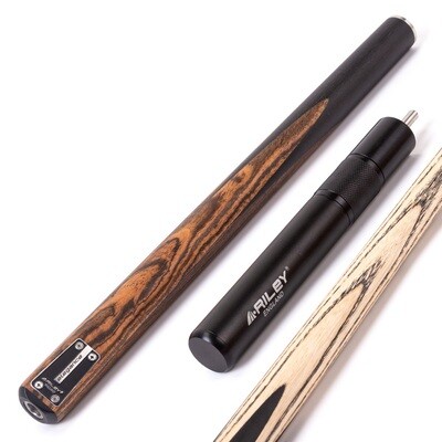 Riley Elegance - 3 Piece Snooker Cue and Hard Case - 3/4 Cut Cue - Ebony Butt- 9.5mm Pro Tip - 145cm - Black/ Natural Golden Sandal 360˚ Splicing