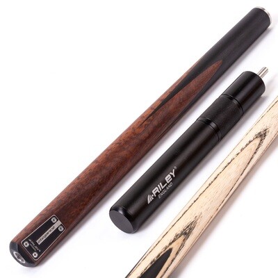 Riley Elegance - 3 Piece Snooker Cue and Hard Case - 3/4 Cut Cue - Ebony Butt- 9.5mm Pro Tip - 145cm - Black/ Natural Snake Wood 360˚ Splicing