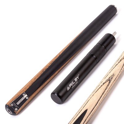 Riley Elegance - 3 Piece Snooker Cue and Hard Case 3/4 Cut- Ebony Butt- 9.5mm Pro Tip - 145cm - Black/ Natural Golden Sandal Splicing